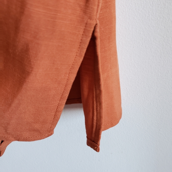 Lily Morgan Burnt Orange Sleeveless Blouse Wooden Buttons Viscose Linen Woman M - Picture 6 of 9